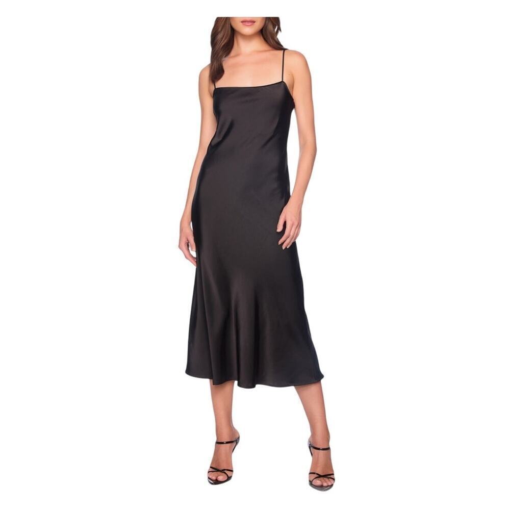 NWT Susana Monaco bias black midi slip dress small - Picture 5 of 13